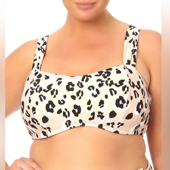 Terra & Sky Womens Leopard Print Tie Bralette Bikini Top Size 4X (28W-30W) - Picture 1 of 7